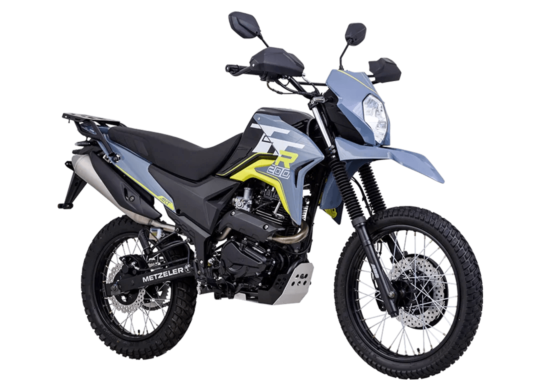 Moto color Azul Grisáceo / Verde Lima - vista 360
